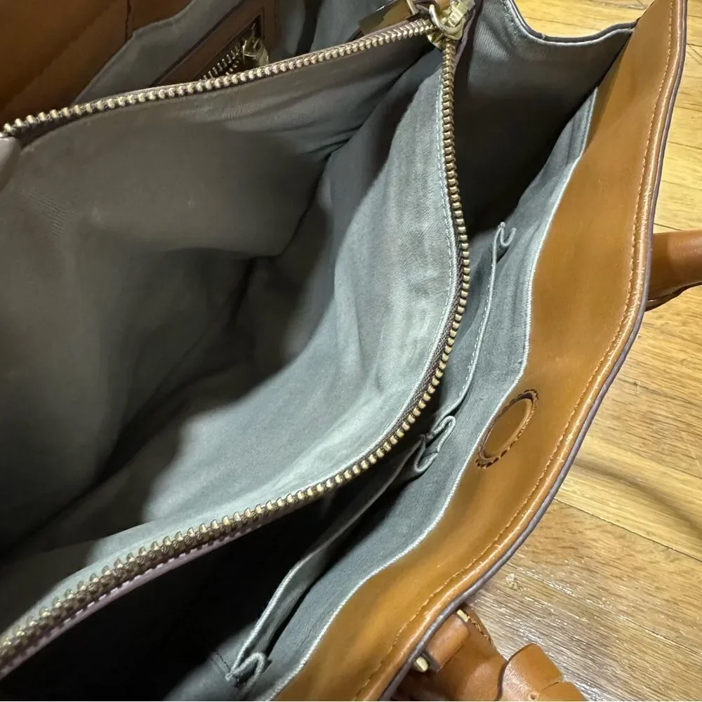 Revolve Brian Atwood Aniccola Brown Leather and Suede Satchel Handbag